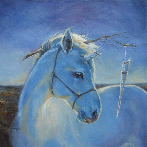 unicorn aimee kuester shadowland travesty blue oil painting sad captive prisoner dark art unicorns fantasy 