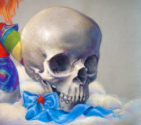 Aimee kuester rainbow brite sprite skull five year old dark art pastel drawing childhood memories 80's 