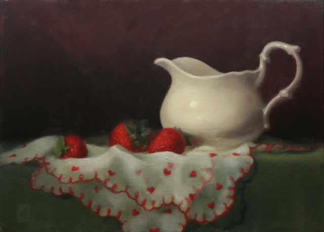 "strawberries and creamer"