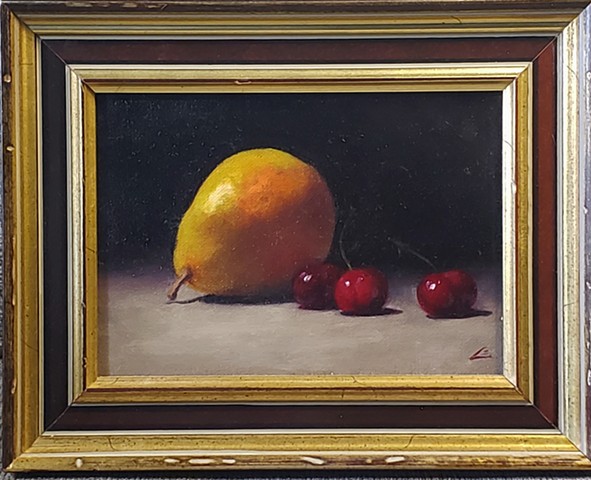 "pear with cherries"