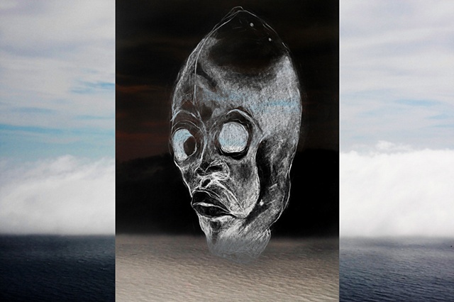 abstract surreal mask landscape digital photocollage