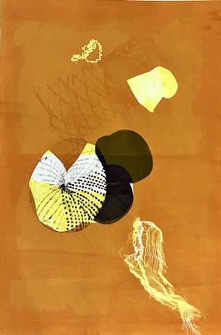 Multi-color collagraphic print, one of a kind, Female artist, Belfast, Maine