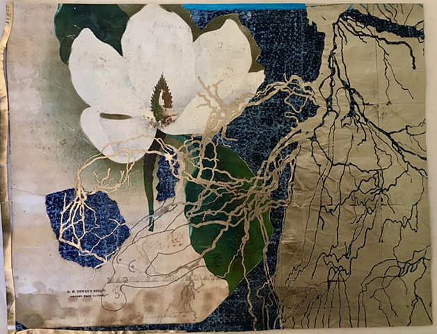 22kt gold, mixed media, woman artist, Belfast artist, Maine artist