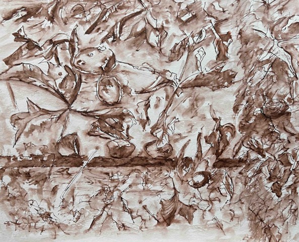 Fall, Sidewalk with Chestnuts