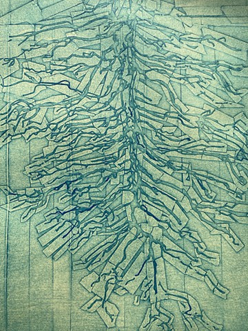 Intaglio printed Collagraph made while AIR at Saltgrass Printmakers