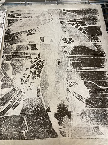Relief printed Collagraph made while AIR at Saltgrass Printmakers