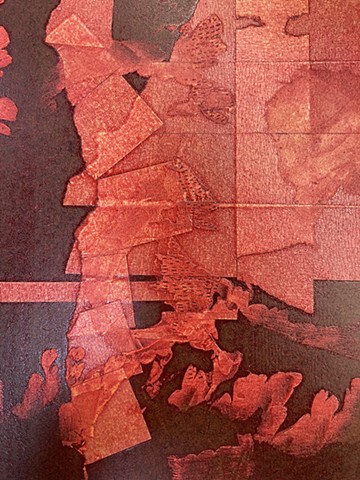 Collagraph matrix inked intaglio made while AIR at Saltgrass Printmakers