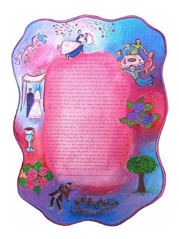 Pink Chagall Custom Ketubah