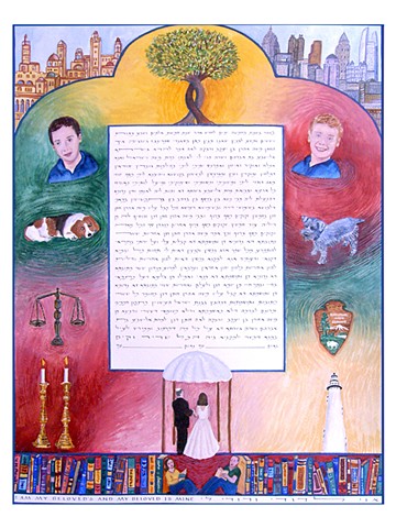 Boys and Dogs Custom Ketubah
