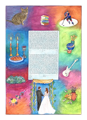 Atom Hockey Cat Custom Ketubah
