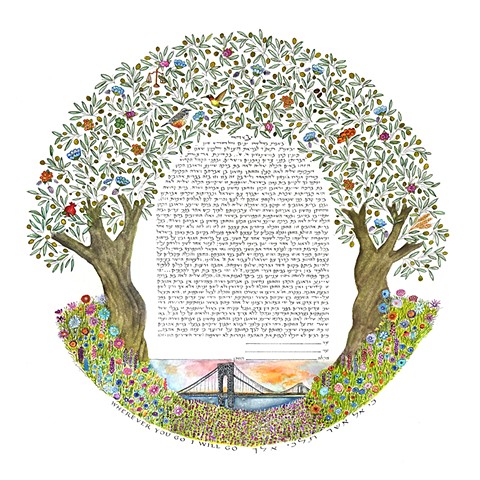 GW BRIDGE OLIVE TREES CUSTOM KETUBAH