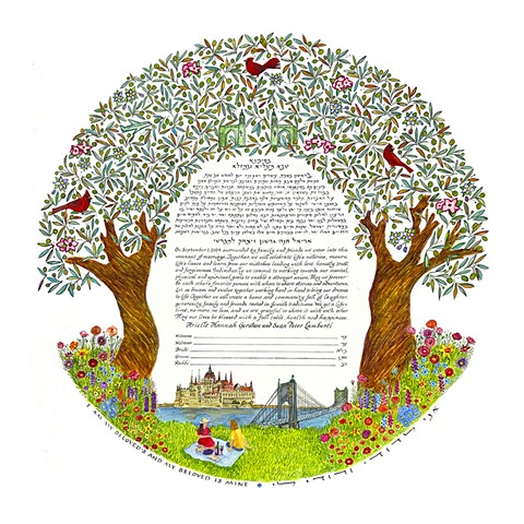 BUDAPEST OLIVE TREES CUSTOM KETUBAH