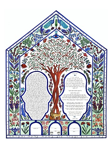 2 Deer Syrian Turkish Tile Custom Ketubah