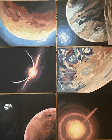6 small space painting commissions
