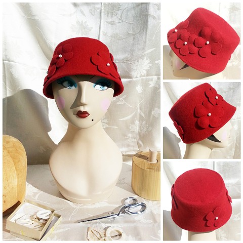 Red Posies Cloche