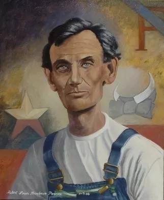 Portrait of Abraham Lincoln in Bib Overalls