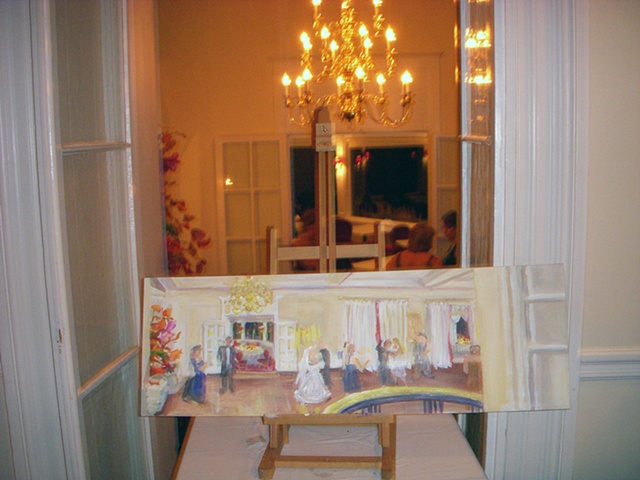 Painting in progress at the reception
