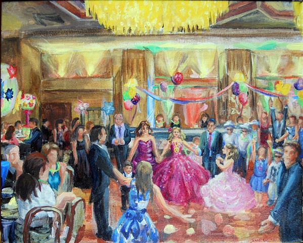 Final painting: Gabrielle's Bat Mitzvah: completed with more detailed family portraits in the studio