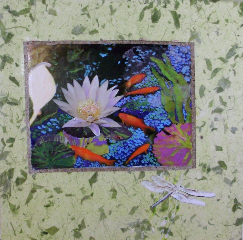Collage #6  "White Lily with Koi"