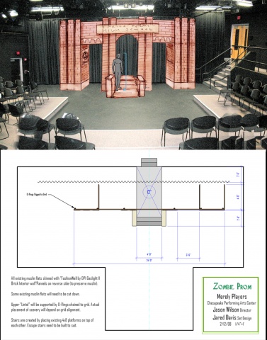 Set Sketch and Floorplan for Zombie Prom, Merely Players 