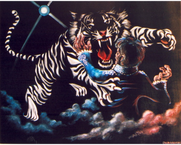 White Tiger Attacking Roy (sold)