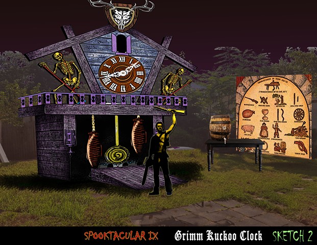 Design of a giant Cuckoo clock for Halloween Party