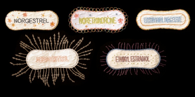 Birth Control Series, named as embroidered individually
