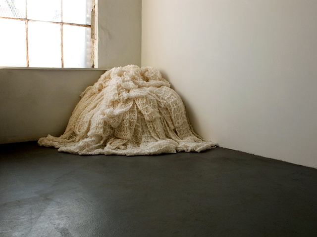 Acrylic yarn, studio space, contemporary art installation, Modesto Covarrubias.