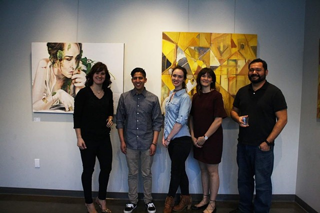 Standing with past students I included in my curated exhibition at Gallery 1075 titled "People Being Paintings" in West Sacramento, CA. 2018