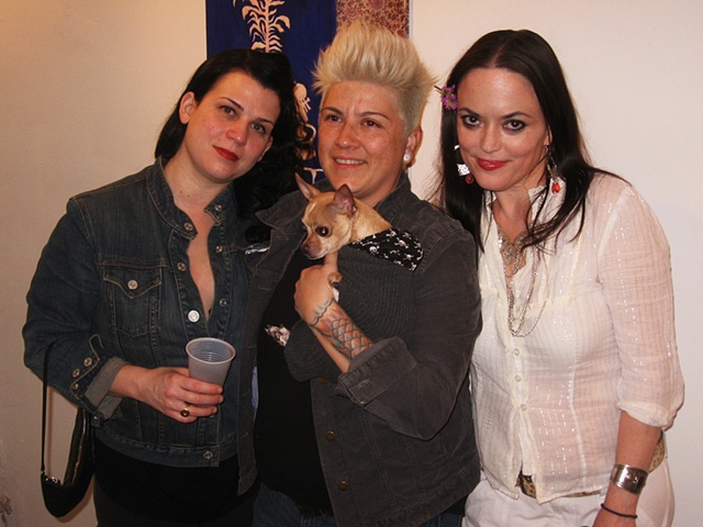 Artist w/patrons at CAM show, at StellaHaus, March 2012