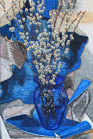 Pussy willows (blue and silver)