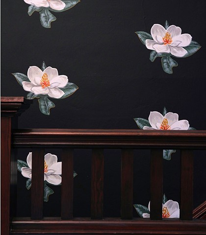 magnolias painted by michael paulus casework design