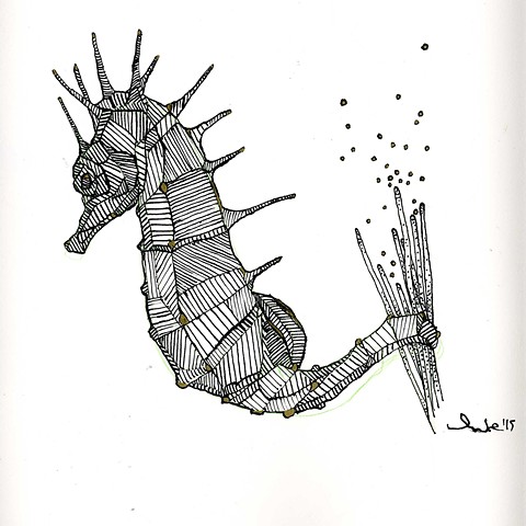 Seahorse pentaptych: ‘Hippocampus Guttulatus’.
