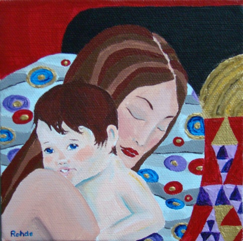 mother and child, baby, acrylic painting