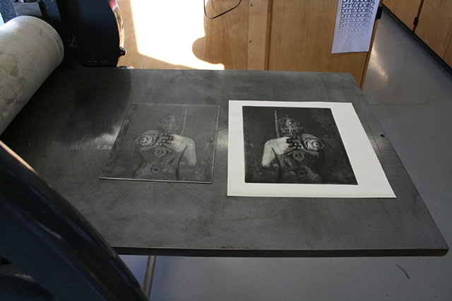 Mark Adams' etching plate and print