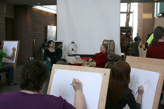 Participants drawing from the model 