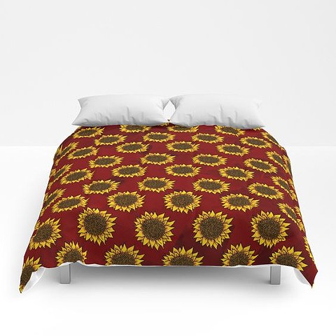 Red Sunflowers Comforter