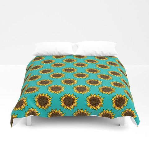 Aqua Sunflower Comforter