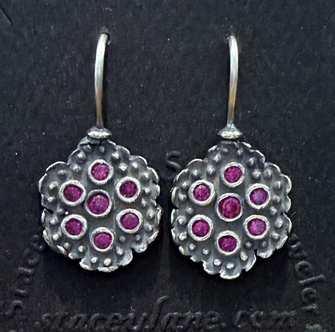 Encrusted Disk Earrings in Sterling