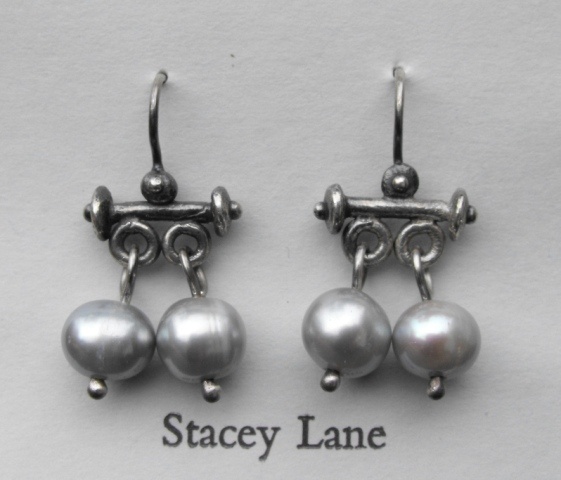 Roman Trembling Earrings with Grey Pearls