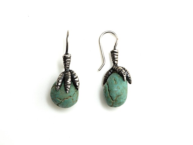 Claw and Faience Earrings