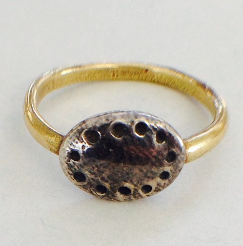 Dotted Silver Signet with Gold Band