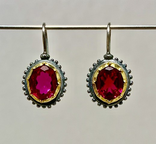 Georgian Earrings with Rubies set in 22k Gold
