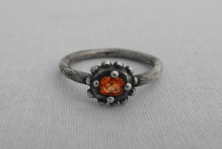 Dotted Ring with Orange Sapphire