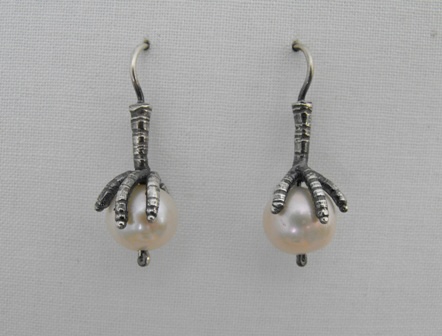 Claw and Pearl Earrings