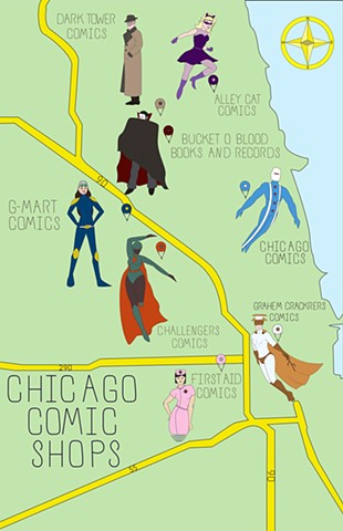 Chicago Comic Book Stores Map