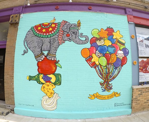 Carnival Grocery Mural 
Elephant and Balloons 