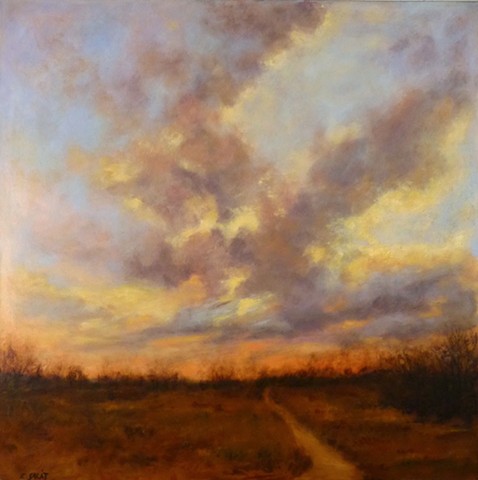 Dusk, landscape, sunset, Delta, oil