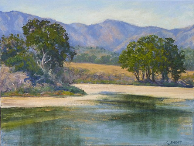 Landscape painting in oil of Central California Coastal wetlands