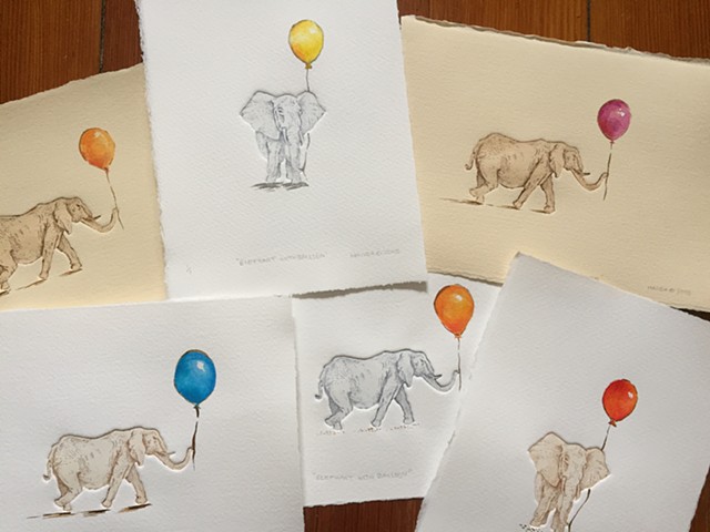 Elephant with Balloon prints